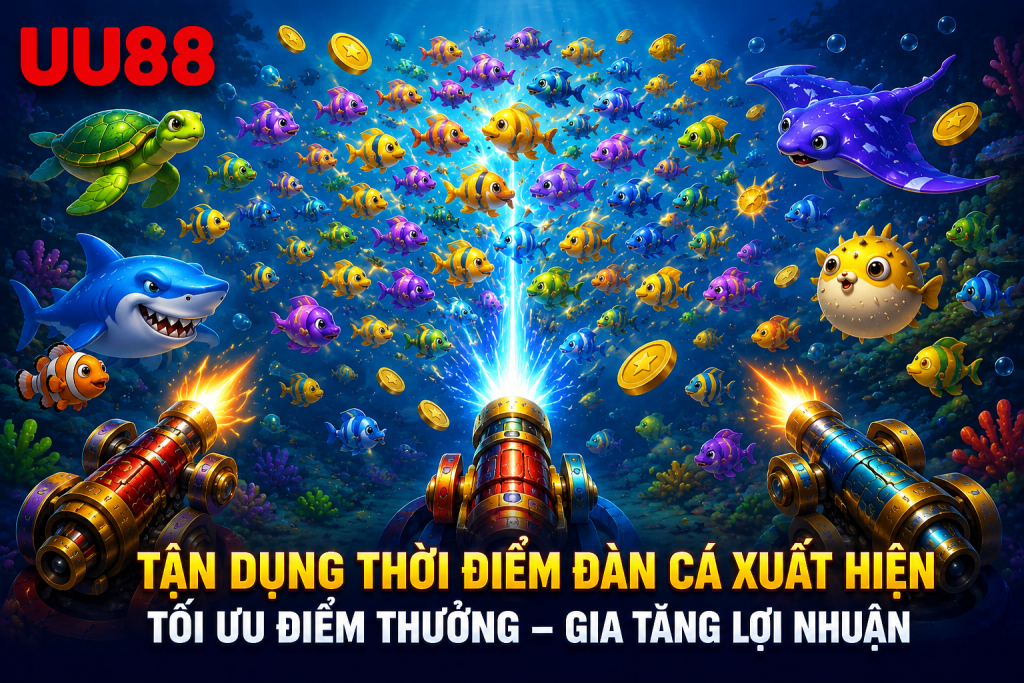 Thời điểm đàn cá xuất hiện là cơ hội để tối ưu điểm thưởng trong Bắn Cá Thần Tài.
