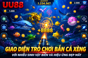 Giao diện trò chơi Bắn Cá Xèng với nhiều sinh vật biển và hiệu ứng đẹp mắt.