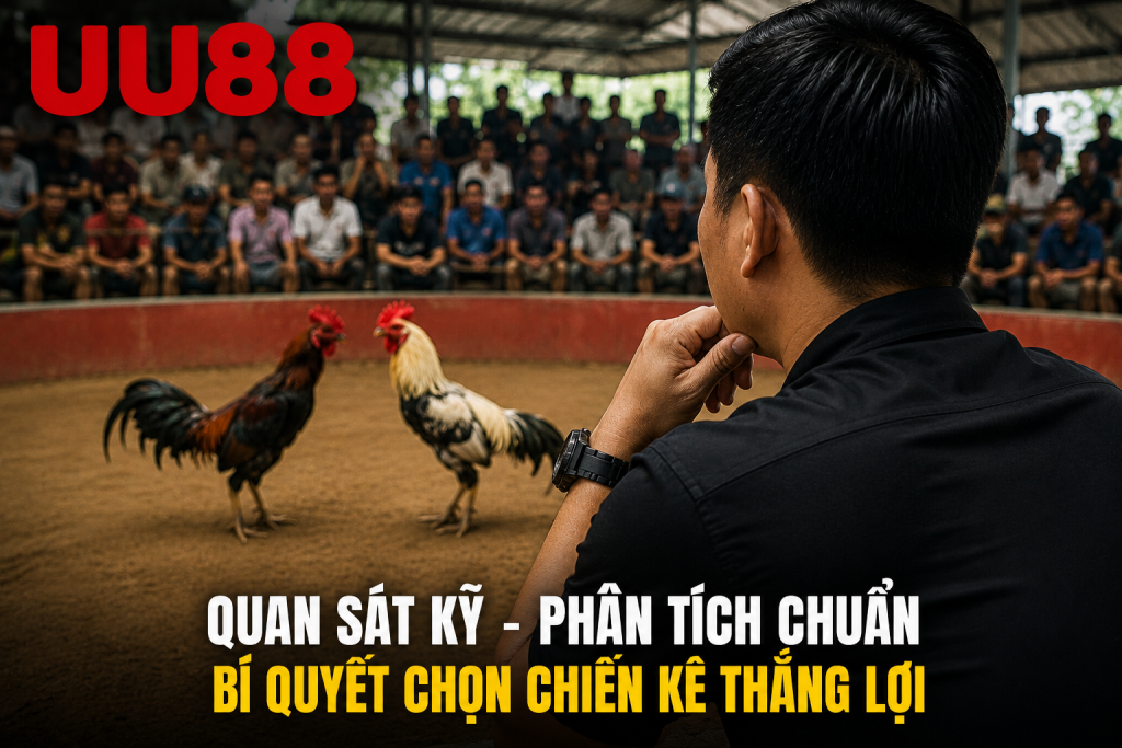 Người chơi quan sát chiến kê trước giờ thi đấu để phân tích phong độ
