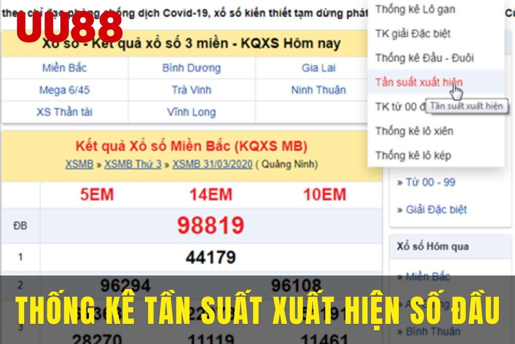 Bảng thống kê tần suất xuất hiện của các đầu số trong nhiều kỳ quay liên tiếp.